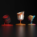 Modern Multicolored Decorative Ornament Set With Shiny Dripping Effect And Unique Shapes 3d model