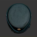 Green Hat With Brass Button Decorative Band And Metal Buckle Design
