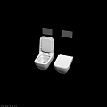 Modern White Toilets With Open Lid Closed Lid And Flush Button Panel 3d model