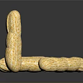 Three Roasted Peanuts With Crunchy Texture And Golden Color On Dark Surface