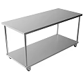 Modern Functional Metal Table with Two Tier Design and Mobile Casters for Home Office Use 3d model