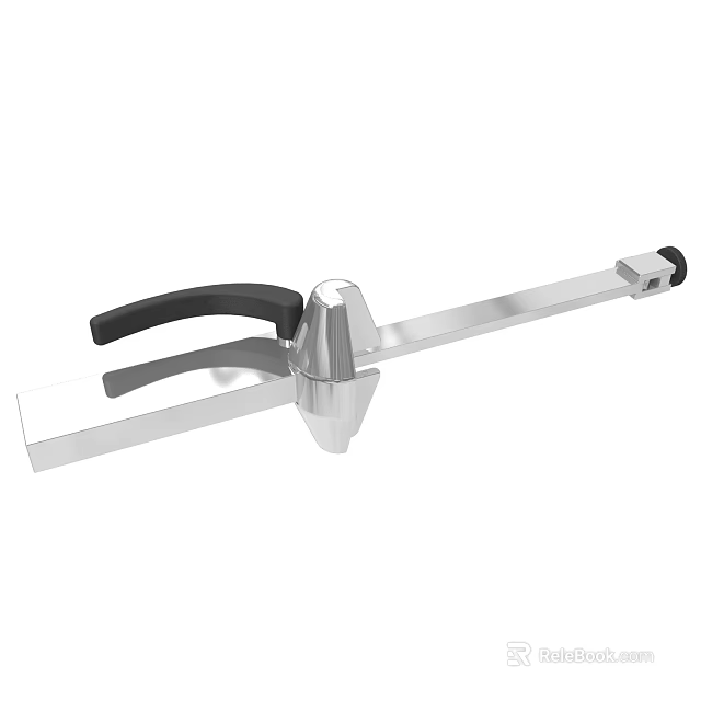 Stainless Steel Mechanical Tool With Black Handle Long Metal Rod And Square Base 3d model 