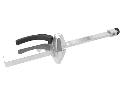Stainless Steel Mechanical Tool With Black Handle Long Metal Rod And Square Base 3d model