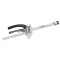 Stainless Steel Mechanical Tool With Black Handle Long Metal Rod And Square Base