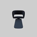Modern Dark Blue Fabric Upholstered Single Chair With Unique Hollow Curved Backrest For Dining Room