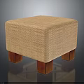 Woven Square Stool Furniture With Natural Woven Texture And Wooden Legs Design