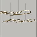 Modern Curved Chandeliers with Twisted Metallic Rings and LED Illuminated Design for Interior Decor