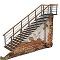 Industrial LOFT Stair Handrail Stairs Outdoor Stairs 3d model