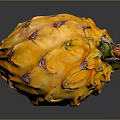 Fresh Yellow Dragon Fruit With Spiky Red Spikes On Dark Background