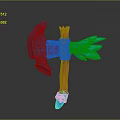 Fantasy Axe With Blue Orange Decorative Elements And Intricate Glowing Details