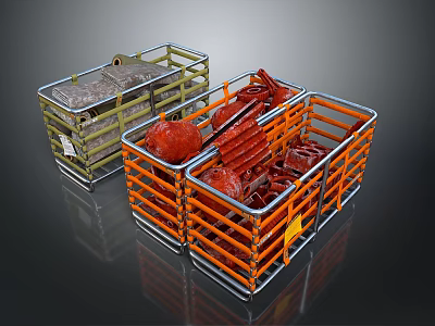Colorful Metal Storage Baskets for Home Organizing with Green and Orange Frames 3d model