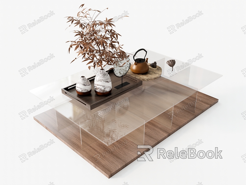 Coffee Table Side Table Low Table Plant Vase Ornaments Tea Set model