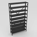 Modern Black Multi Tiered Open Shelf Storage Furniture With Wooden Shelves