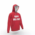 Red Hooded Sweatshirt With Happy Holi Daze Print For Casual Wear