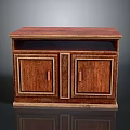 Classic Wooden Furniture Cabinet With Dark Brown Wood Grain Two Doors And Metal Handles
