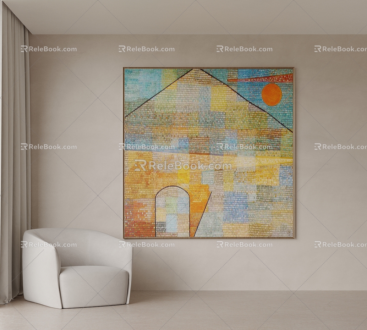 Modern high-end art hanging painting abstract 3d model