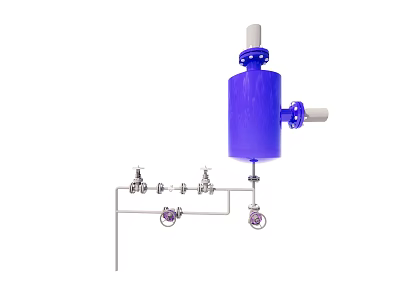Industrial Equipment Blue Storage Tank with Connected Pipes Valves and Fittings System 3d model