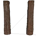 Natural Stone Wood Pillars With Textured Surface Isolated On White Background