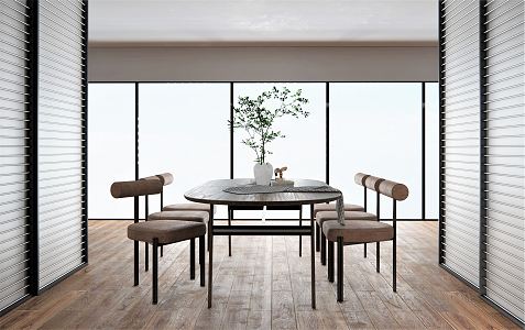 Modern Restaurant Meeting Room Office Meeting Room Dining Table and Chair Office Table and Chair Vase Dining Chair Dining Table Leisure Chair 3d model