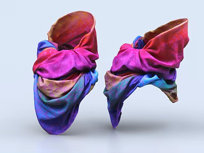 Eye Catching Vibrant Colorful Scarves With Purple Pink Blue Orange Patterns Folded Design 3d model