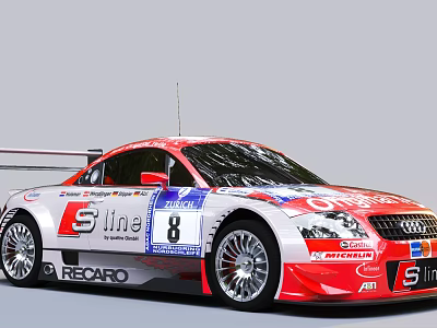 Audi S line Racing Car With Number 8 And RECARO Sponsored Livery 3d model