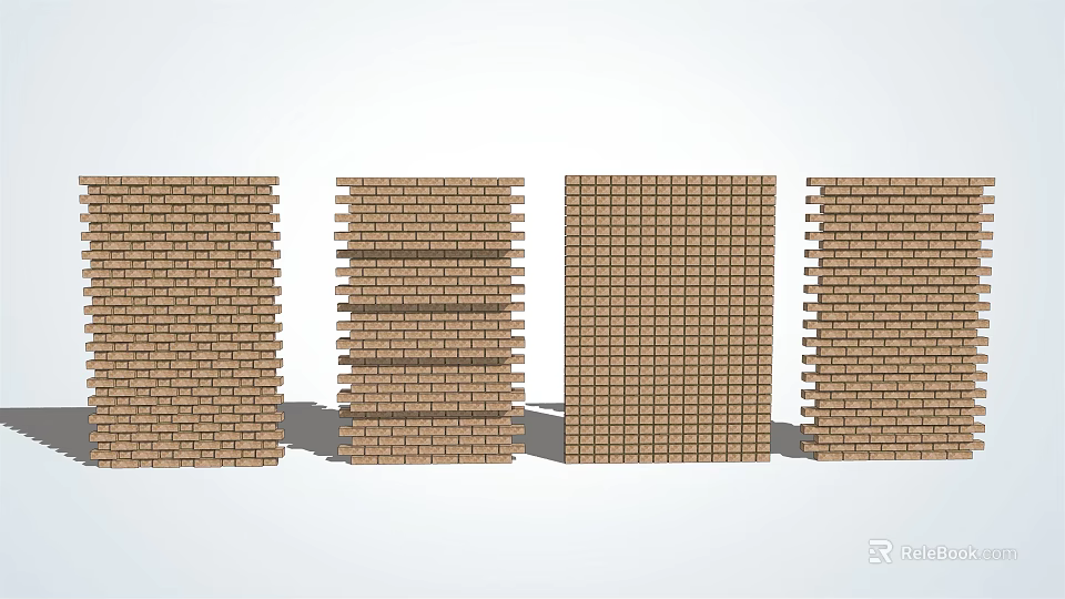 Building Exterior Wall With Different Brick Patterns And Architectural Textures 3d model 