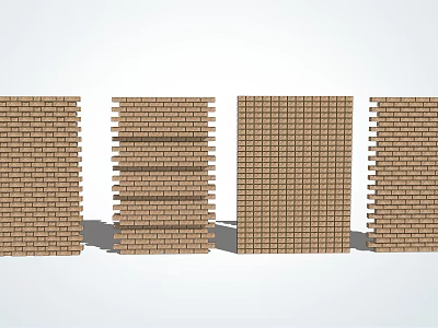Building Exterior Wall With Different Brick Patterns And Architectural Textures 3d model