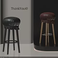 Modern Leather Bar Stools with Pleated Design in Black and Brown Tones