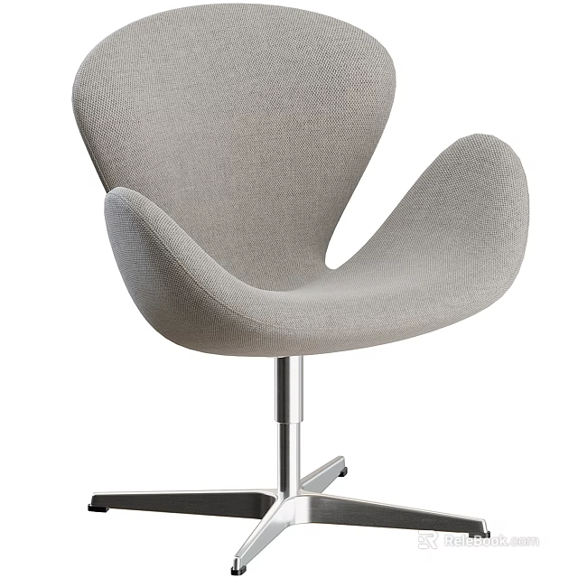 Light Gray Fabric Office Chair With Modern Design And Metal Base Wheels 3d model 