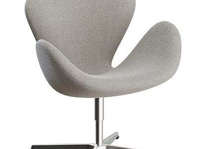 Light Gray Fabric Office Chair With Modern Design And Metal Base Wheels 3d model