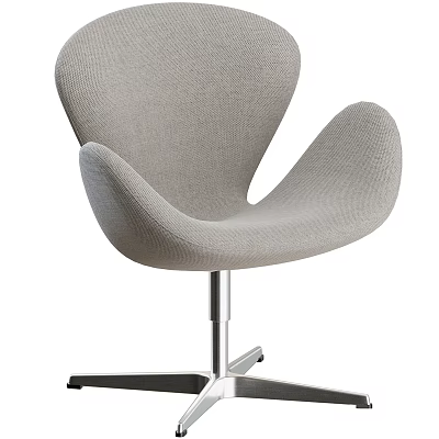 Light Gray Fabric Office Chair With Modern Design And Metal Base Wheels 3d model