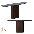 Modern Minimalist Dining Table Design With Black Tabletop And Wooden Base