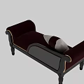 Comfortable Maroon Upholstered Sofa Bench With Wooden Frame And Striped Pillows