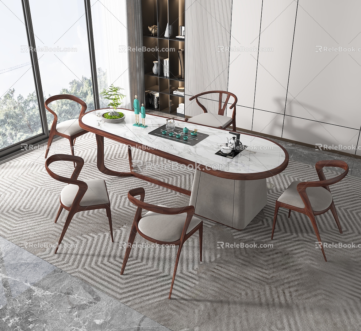 Tea table and chair combination 3d model