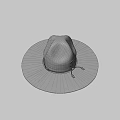 Brown Wide Brim Hat With Blue Band Badge And Decorative Tassels