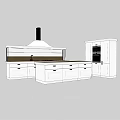 Modern Kitchen Interior With White Cabinets Island Countertop And Range Hood