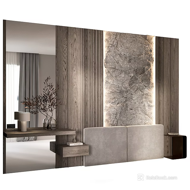 Sleek Modern Entryway Console Table And Side Cabinet With Wooden Finish And Storage Space 3d model 
