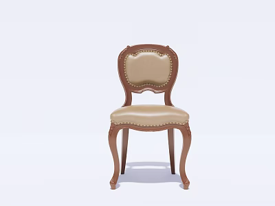 Classic Upholstered Dining Chair With Wooden Frame And Ornate Carved Legs 3d model