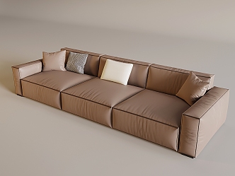 Italian Light Luxury Sofa Vintage Tofu Block Leather Sofa Antique caramel Sofa Cream Sofa 3d model