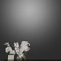 Modern U Shaped Striped Vase With White Dried Flowers And Pampas Grass Arrangement