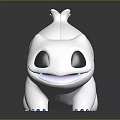 Cute White Creature Character Featuring Big Tail Black Eyes And Blue Feet