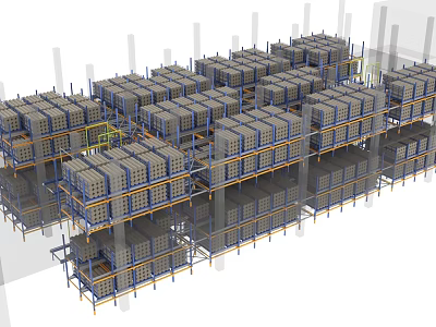 Industrial Heavy Duty Multi Tier Storage Racks With Metal Structure For Warehouse 3d model