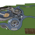 Creative Children's Play Area Design With Winding Pathways Slide And Circular Play Zones
