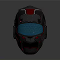 Futuristic Sci Fi Helmet With Mechanical Structure Transparent Visor And Red Blue Accents