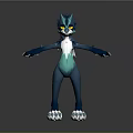 Blue Green Mythical Creature 3D Character With Spiky Mane White Belly And Open Arms