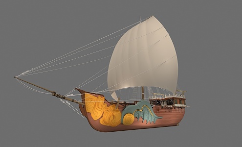 Pirate ship sailing pirate blockbuster footage 3d model