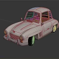 White Vintage Classic Car With Rounded Body Chrome Details And Retro Design