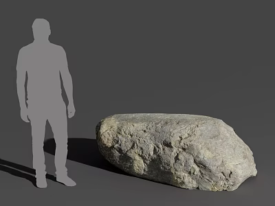 Wood Stone Material Natural Large Raw Stone With Human Silhouette Size Comparison 3d model