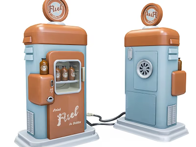 Vintage Public Beverage Vending Machine Blue Brown With Round Top Sign Bottles Inside And Vent 3d model