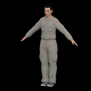 Men young workers jumpsuit overalls handsome passers-by overalls walking cs skeleton binding skin animation 3d model